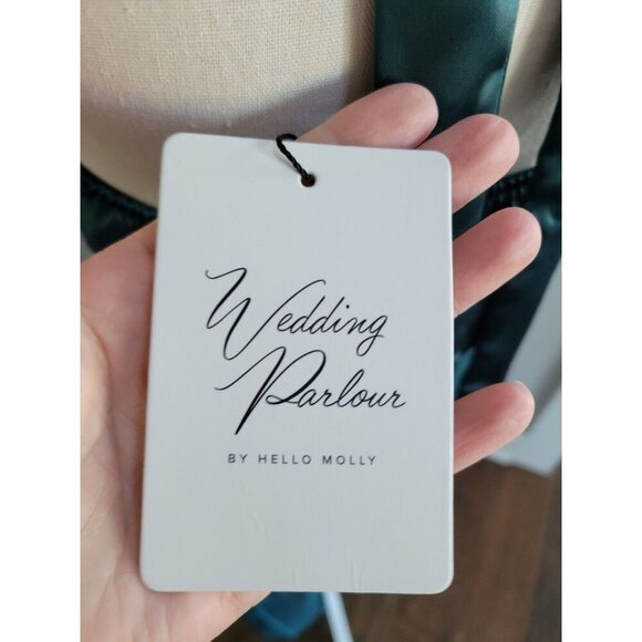 Hello Molly The Cleo Halter Satin Maxi Dress Teal Size L Formal Wedding Prom - Picture 5 of 8